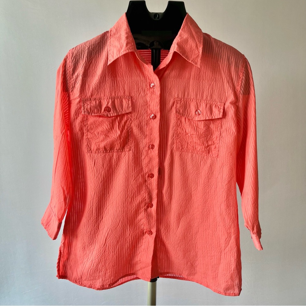 White Stag Coral Button Down Top - Size Small